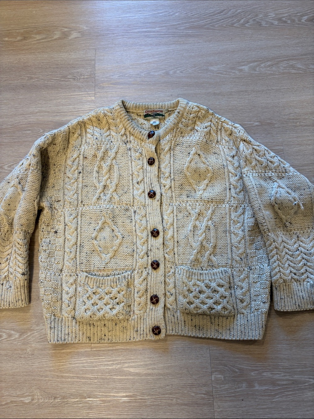 Fisherman Chunky Cream Cable Knit Button-Front Cardigan Sweater